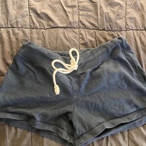 Brandy Melville Blue Athletic Shorts with Cream Drawstring